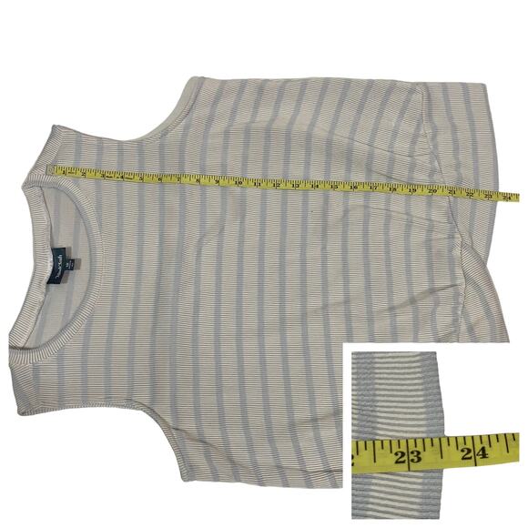 ModCloth Stripe Ribbed Twist Hem Tank - Ivory/Blue - 1X - Picture 3 of 8